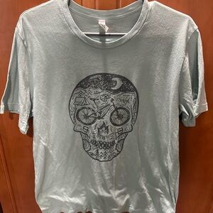 Graphic Skull Print T-Shirt - Green